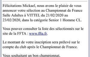 Mickaël est sélectionné au Championnat de france !